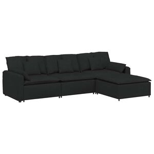 vidaXL Canap&eacute; modulable avec repose-pieds et coussins gris fonc&eacute;