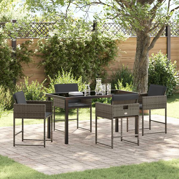 vidaXL Ensemble de salle &agrave; manger pour jardin 5 pcs Gris polyrotin
