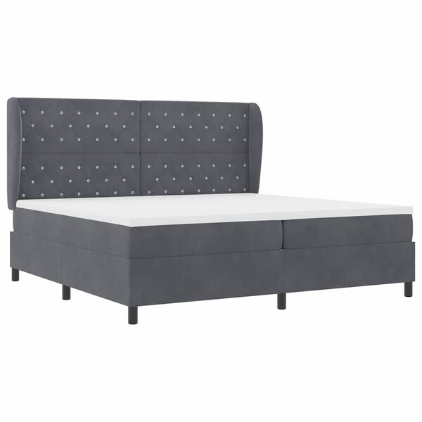 vidaXL Lit &agrave; ressorts avec matelas Gris fonc&eacute; 200 x 200 cm Polyester