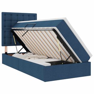 vidaXL Lit avec rangement et matelas Bleu 90 x 200 cm tissu