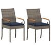 vidaXL Chaises de jardin 2 pc Gris et bleu marine