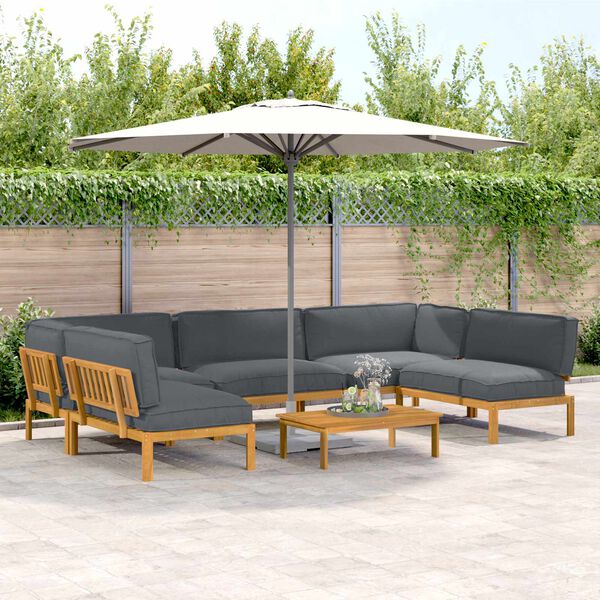 vidaXL Ensemble de Canap&eacute;s Uni 6 pcs Anthracite Bois d'Acacia Massif