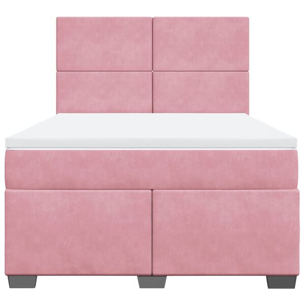 vidaXL Sommier &agrave; lattes de lit avec matelas Rose 160x200 cm Velours
