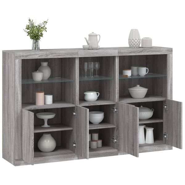 vidaXL Buffet avec lumi&egrave;res LED sonoma gris 162x37x100 cm