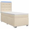 vidaXL Lit boxspring avec matelas Cr&egrave;me 80 x 200 cm Tissu