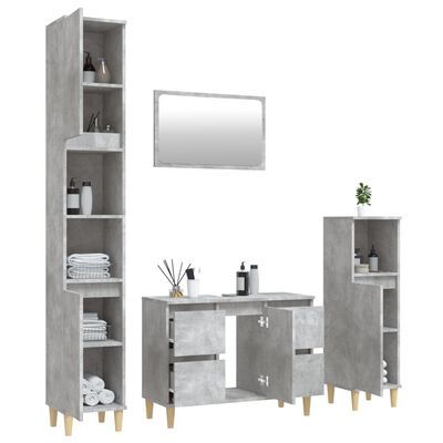vidaXL Ensemble de meubles de salle de bain 4 pcs gris béton