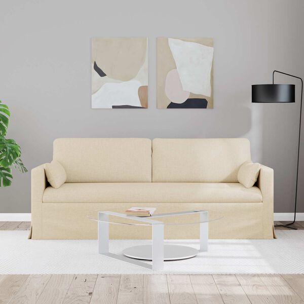 vidaXL Canap&eacute; 180cm Cr&egrave;me M&eacute;tал
