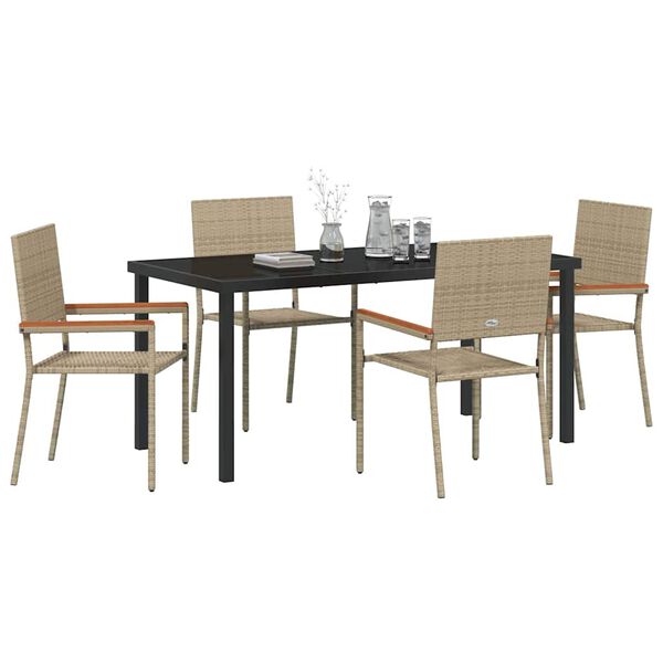 vidaXL Ensemble de salle &agrave; manger pour jardin 5 pcs Beige polyrotin