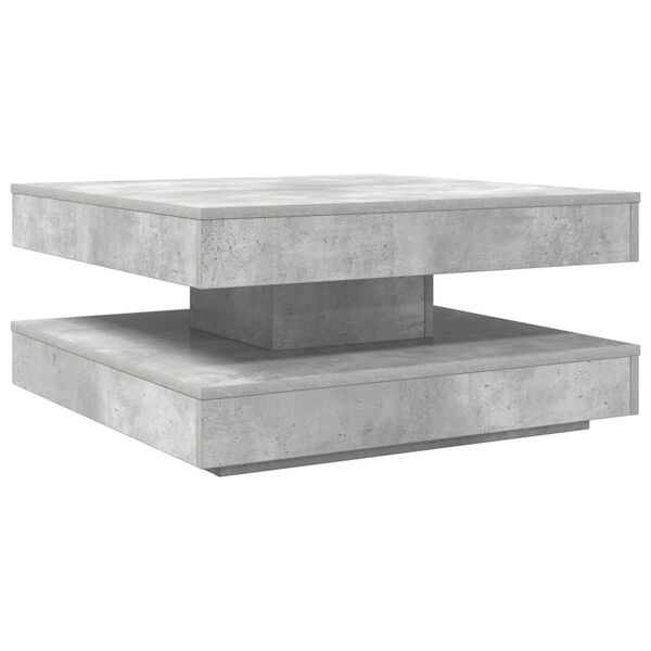 vidaXL Table basse rotative à 360 degrés gris béton 70x70x34,5 cm