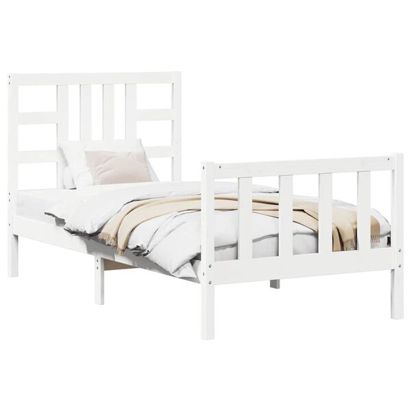 vidaXL Cadre de lit sans matelas blanc 90x190 cm bois de pin massif