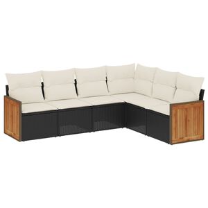 vidaXL Salon de jardin 6 pcs avec coussins noir r&eacute;sine tress&eacute;e