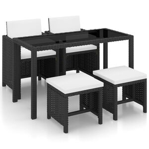 vidaXL Ensemble &agrave; manger d'ext&eacute;rieur 5 pcs coussin R&eacute;sine tress&eacute;e Noir