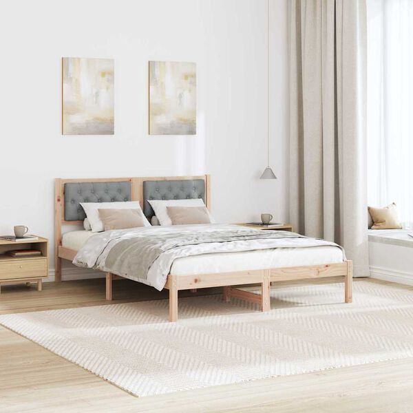 vidaXL Cadre de lit Gris clair 140 x 190 cm Pin massif