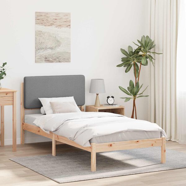 vidaXL Cadre de lit avec t&ecirc;te de lit rembourr&eacute;e Gris clair 75 x 190 cm