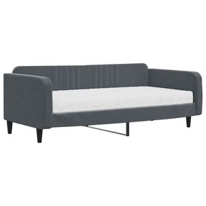 vidaXL Lit de jour avec matelas gris fonc&eacute; 100x200 cm velours