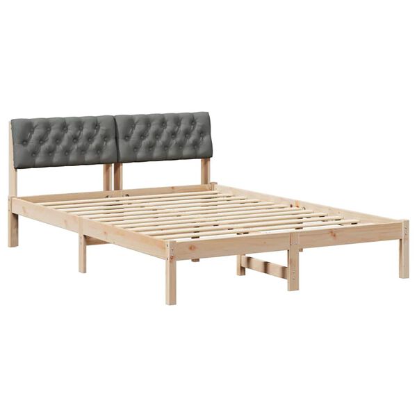 vidaXL Cadre de lit avec t&ecirc;te de lit marron et gris fonc&eacute; 140 x 200 cm