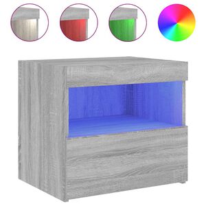 vidaXL Table de chevet avec lumi&egrave;res LED sonoma gris 50x40x45 cm