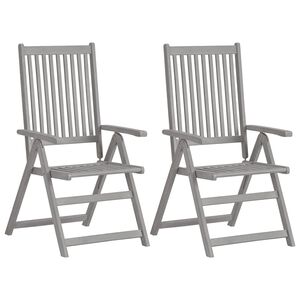 vidaXL Fauteuils pliants inclinables 2 pcs bois d'acacia massif gris