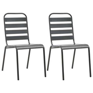 vidaXL Chaises empilables de d'ext&eacute;rieur lot de 2 Acier Gris