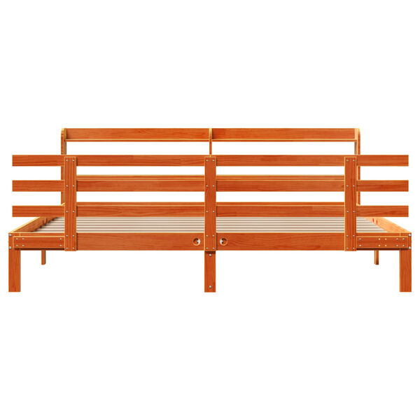 vidaXL Cadre de lit et t&ecirc;te de lit sans matelas cire marron 180x200 cm