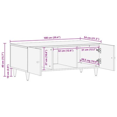 vidaXL Table basse 100x54x40 cm bois de manguier massif