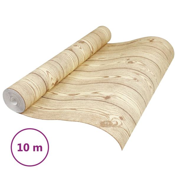 vidaXL Papier peint 3D grain de bois marron 10x0,53 m non tissé