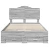 vidaXL Cadre de lit Gris Sonoma 135 x 190 cm Bois d'ing&eacute;nierie