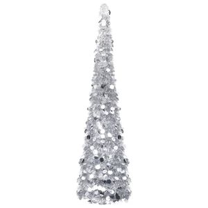 vidaXL Sapin de No&euml;l artificiel escamotable argent&eacute; 180 cm PET