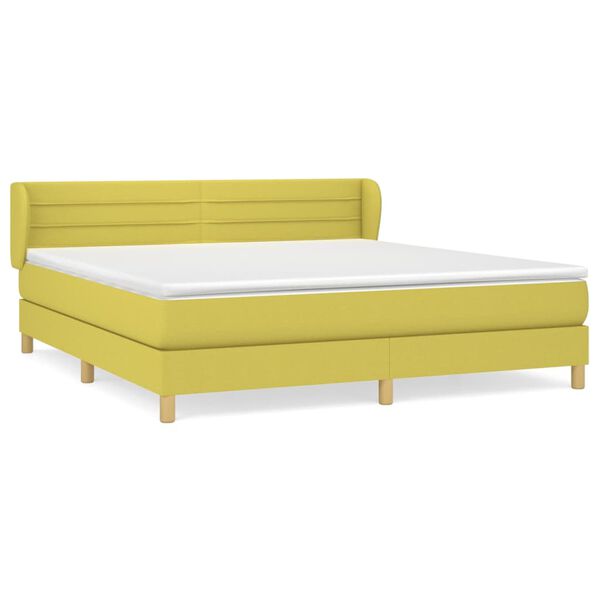 vidaXL Sommier &agrave; lattes de lit avec matelas Vert 180x200 cm Tissu