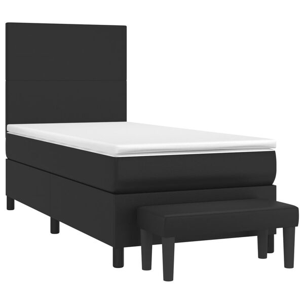 vidaXL Sommier &agrave; lattes de lit avec matelas Noir 90x200 cm Similicuir