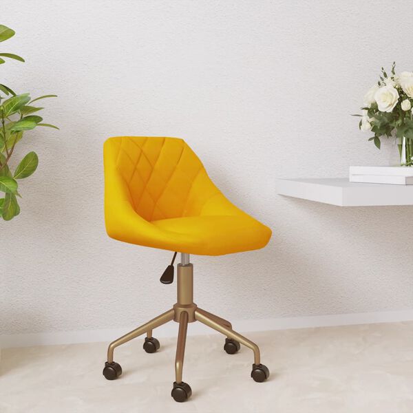 vidaXL Chaise pivotante de salle &agrave; manger Jaune moutarde Velours
