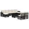 vidaXL Ensemble de canap&eacute; de jardin 10 pc Noir et blanc cr&egrave;me