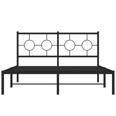 vidaXL Cadre de lit métal avec tête de lit noir 140x190 cm