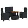 vidaXL Ensemble &agrave; manger de jardin 4 pcs avec coussins noir