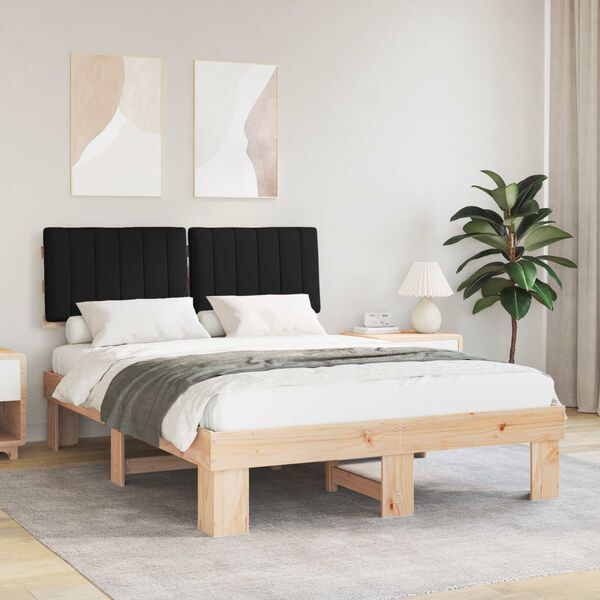 vidaXL Cadre de lit avec t&ecirc;te de lit rembourr&eacute;e Noir 135 x 190 cm