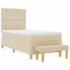 vidaXL Lit &agrave; ressorts avec matelas Cr&egrave;me 90 x 190 cm tissu
