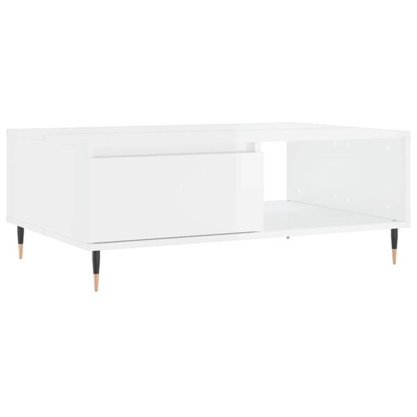 vidaXL Table basse blanc brillant 90x60x35 cm bois d'ing&eacute;nierie
