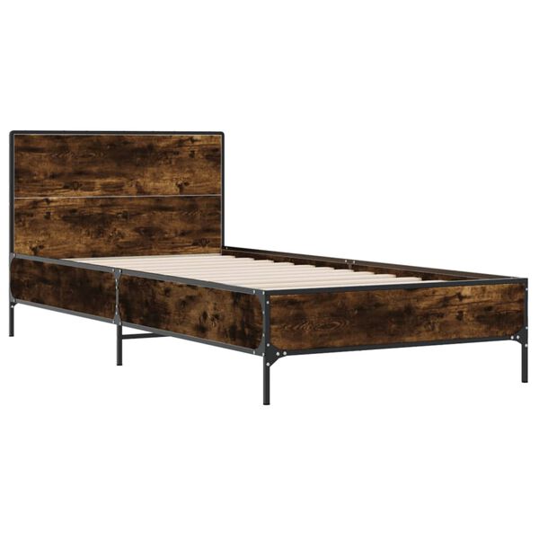 vidaXL Cadre de lit sans matelas chêne fumé 75x190 cm
