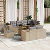 vidaXL Salon de jardin avec coussins 9 pcs beige r&eacute;sine tress&eacute;e