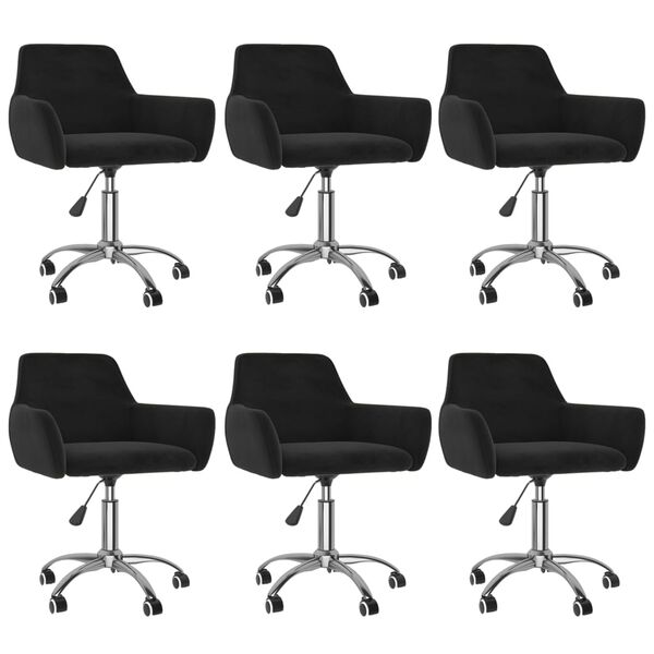 vidaXL Chaises pivotantes &agrave; manger lot de 6 Noir Velours