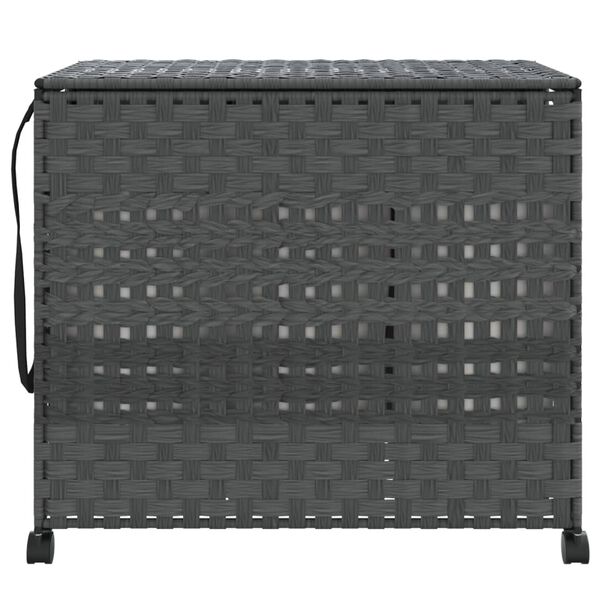 vidaXL Panier &agrave; linge avec roulettes gris 66x35x60 cm r&eacute;sine tress&eacute;e
