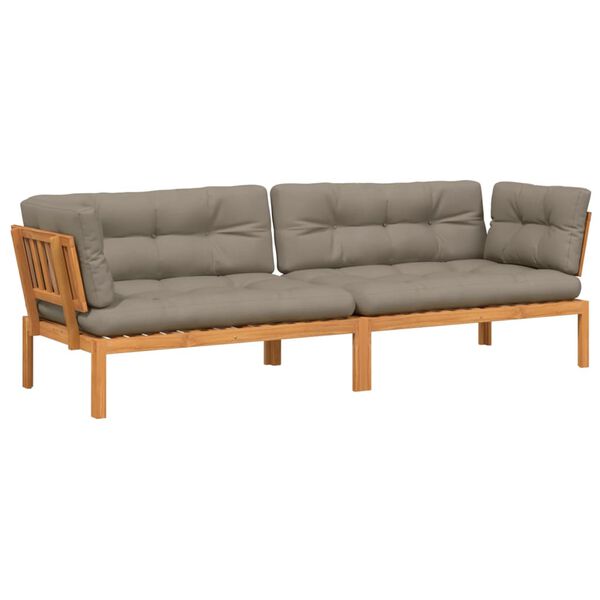 vidaXL Canap&eacute;s d'angle palette de jardin et coussins 2 pcs bois acacia