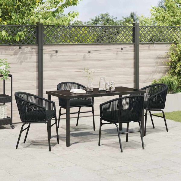 vidaXL Ensemble de salle &agrave; manger pour jardin 5 pcs Noir