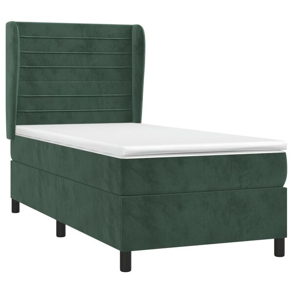 vidaXL Sommier &agrave; lattes de lit avec matelas Vert fonc&eacute; 90x200 cm
