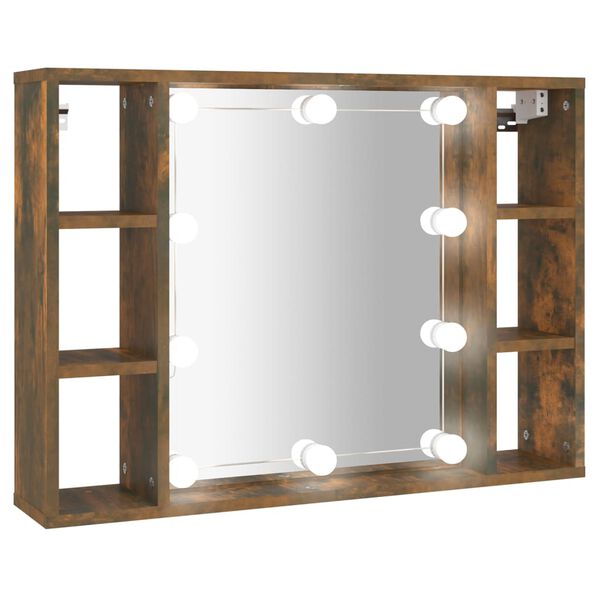 vidaXL Armoire &agrave; miroir avec LED Ch&ecirc;ne fum&eacute; 76x15x55 cm