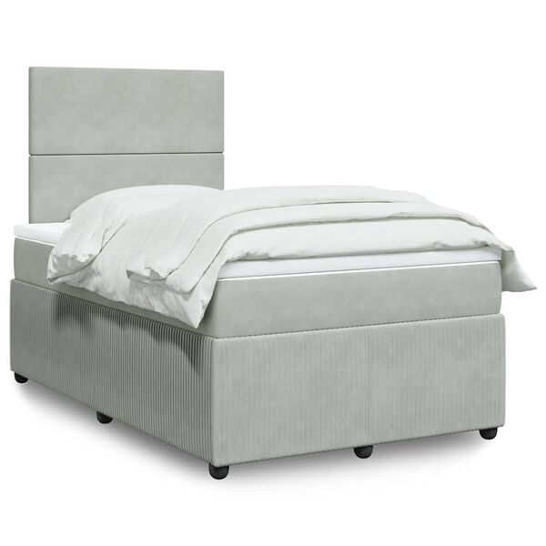 vidaXL Sommier &agrave; lattes de lit et matelas Gris clair 120x200cm Velours