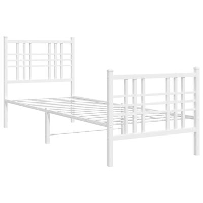 vidaXL Cadre de lit métal sans matelas avec pied de lit blanc 75x190cm