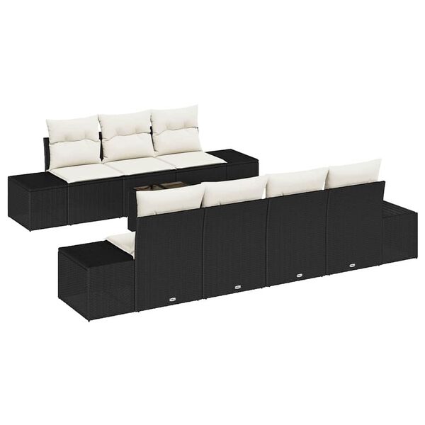 vidaXL Ensemble de canap&eacute; de jardin 8 pcs Noir et Cr&egrave;me polyrotin