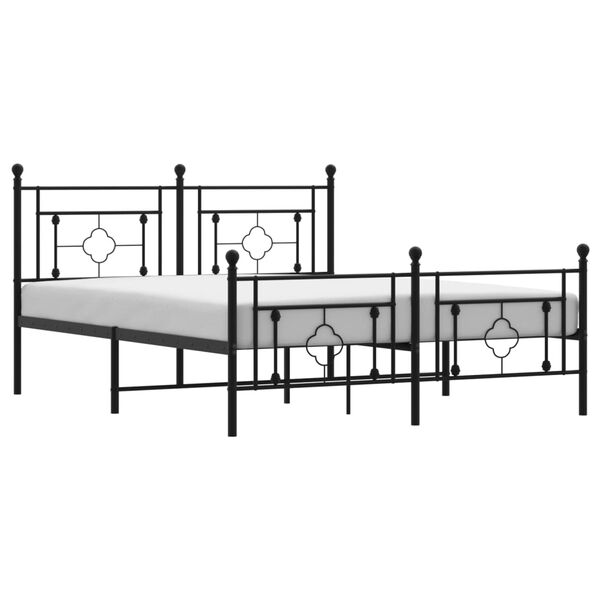 vidaXL Cadre de lit m&eacute;tal sans matelas avec pied de lit noir 150x200cm