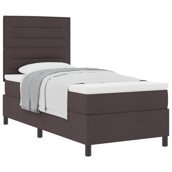 vidaXL Lit &agrave; ressorts avec matelas Marron fonc&eacute; 100 x 200 cm tissu